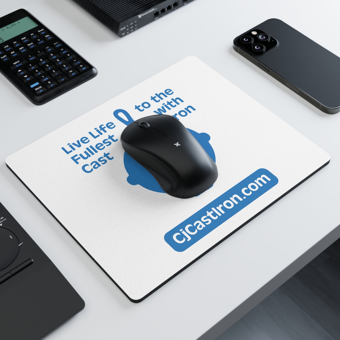 "Live Life to the Fullest with Cast Iron" Mouse Pad (Blue)