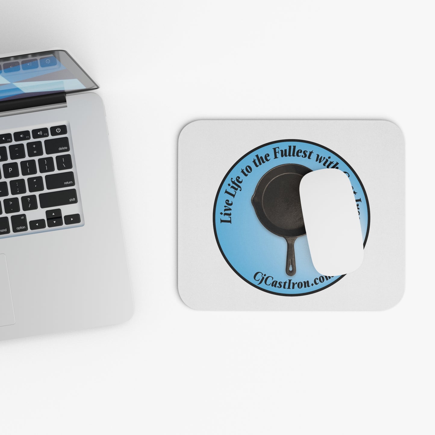 "Live Life to the Fullest with Cast Iron" Mouse Pad (Blue Gradient)