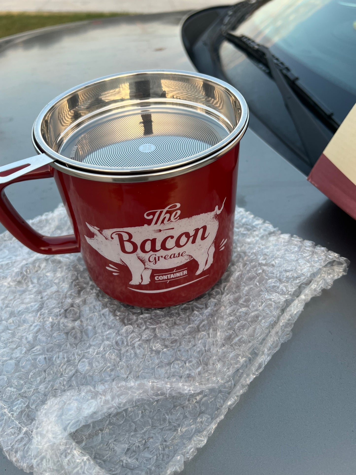 Bacon Grease Container With Strainer, 46OZ